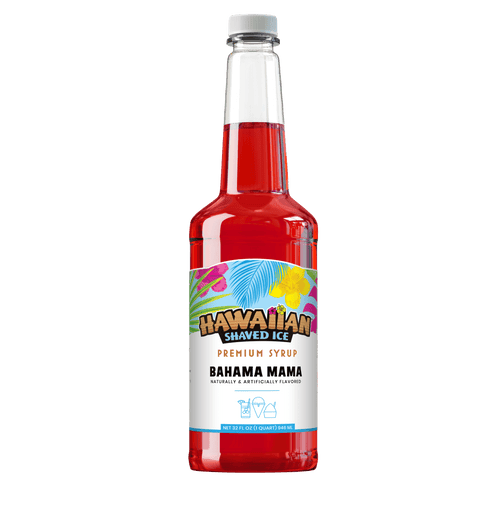 Red, Quart bottle of Bahama Mama flavored syrup