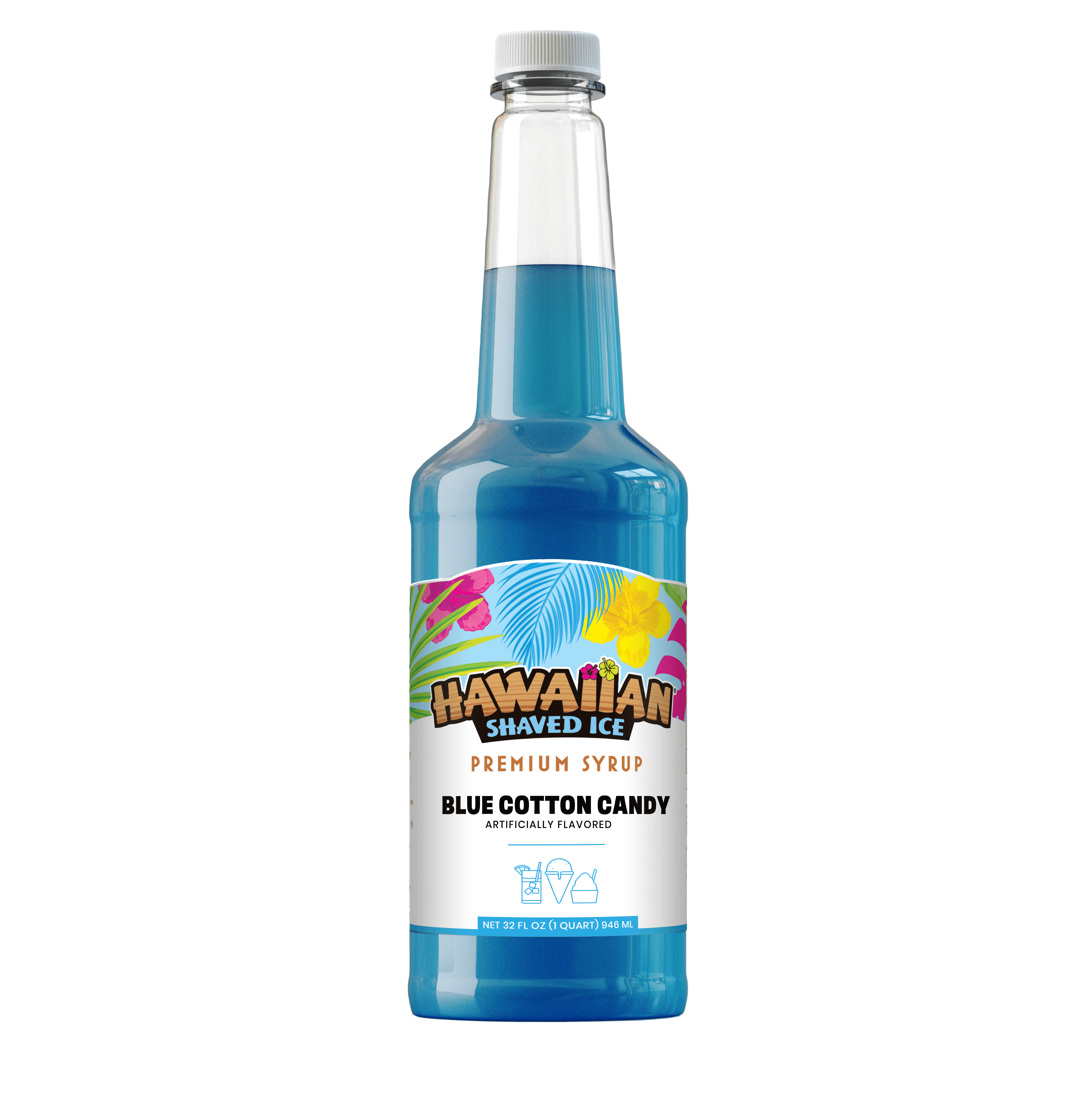 Blue Cotton Candy Shaved Ice & Snow Cone Flavored Syrup - Quart Blue Cotton Candy Shaved Ice & Snow Cone Flavored Syrup - Quart