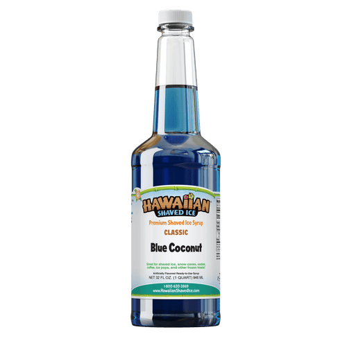 Blue, Quart bottle of Blue Coconut flavored syrup 