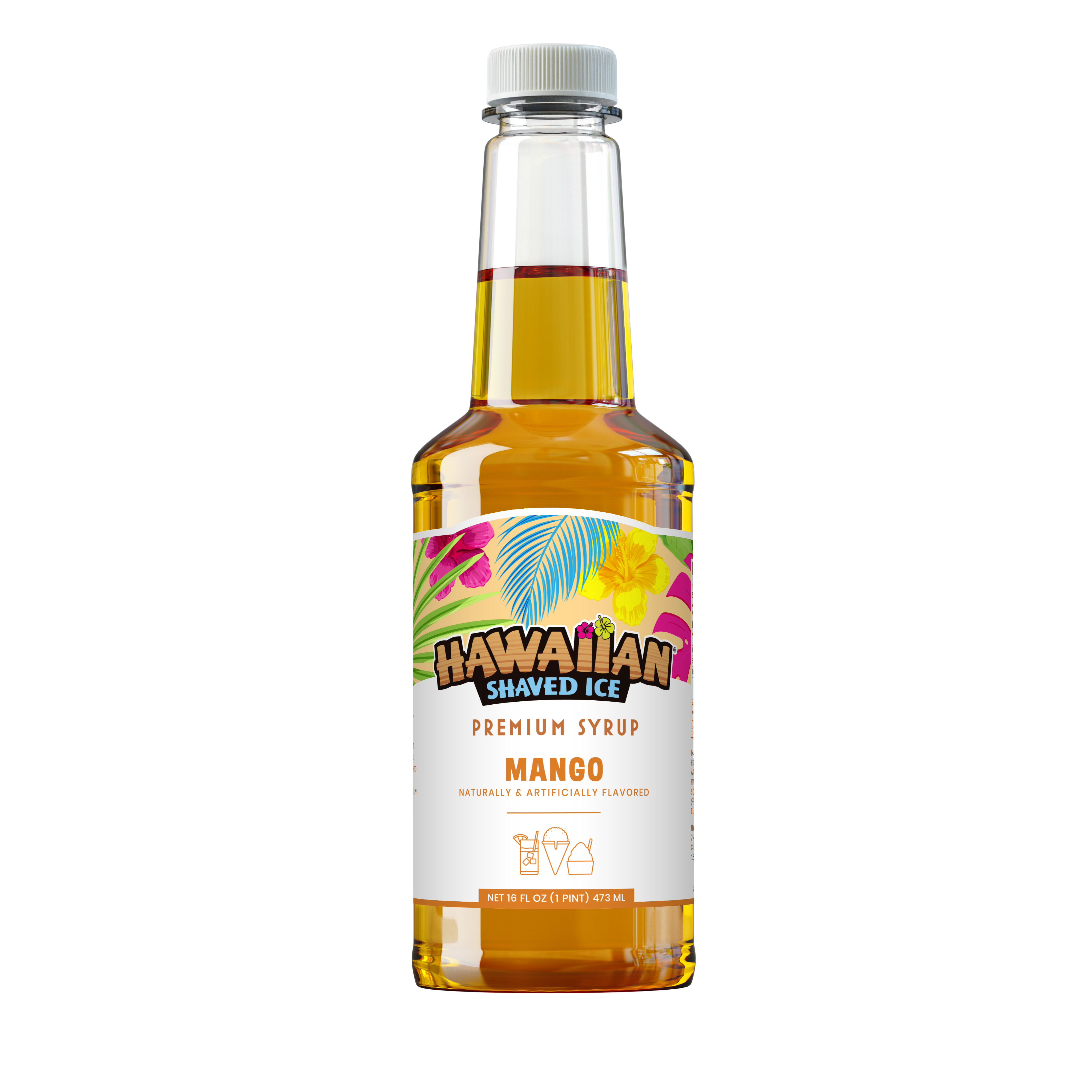 Hawaiian Shaved Ice Mango Shaved Ice & Snow Cone Flavored Syrup