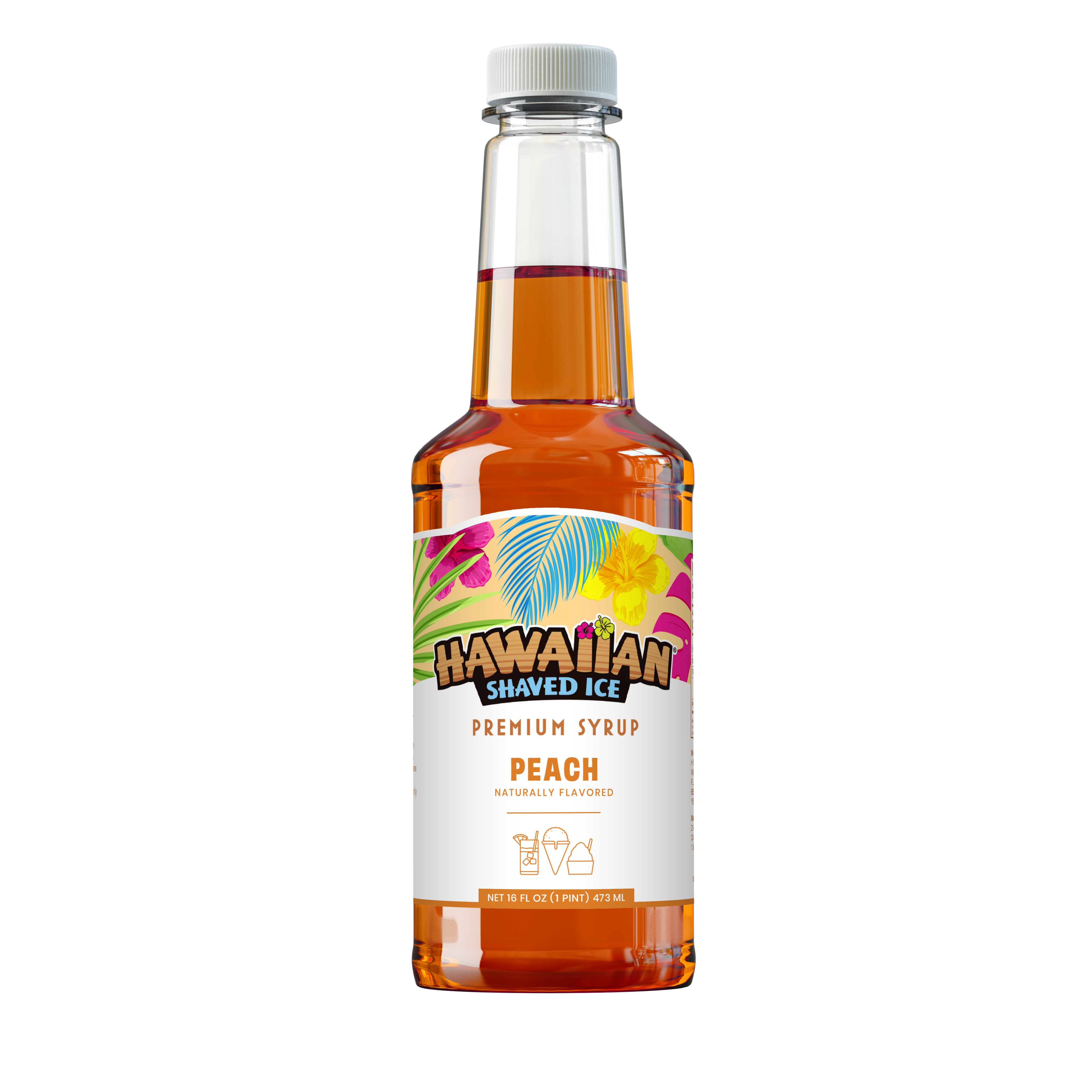Hawaiian Shaved Ice Peach Shaved Ice & Snow Cone Flavored Syrup