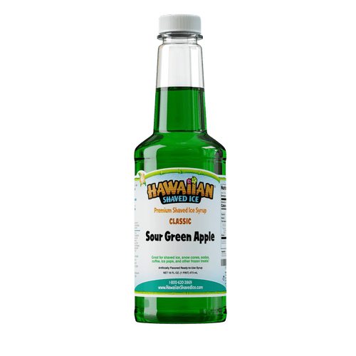 Green, Pint bottle of Sour Green Apple flavored syrup