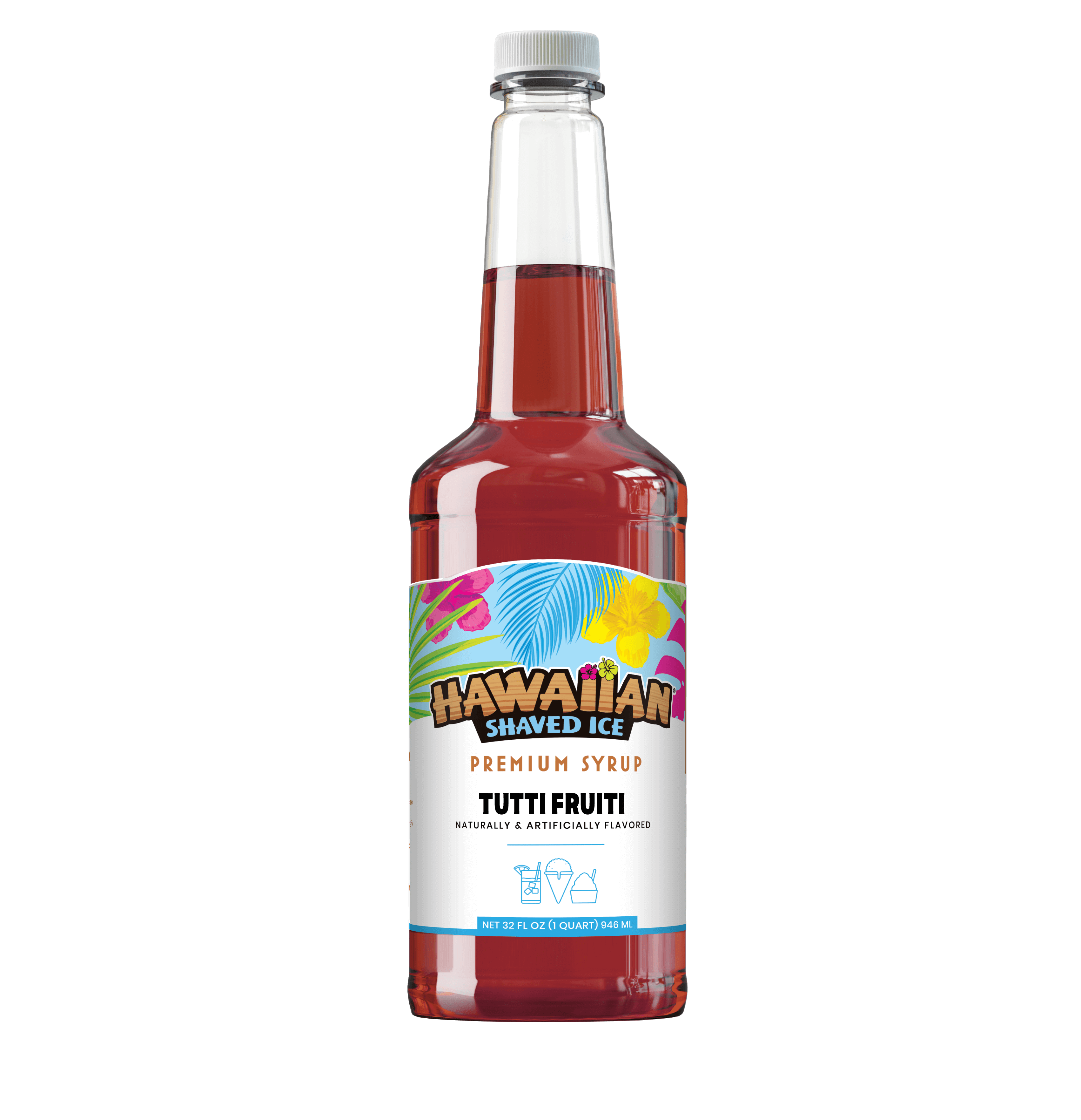 Tutti Fruiti Shaved Ice & Snow Cone Syrup, Quart-Sized, Hawaiian