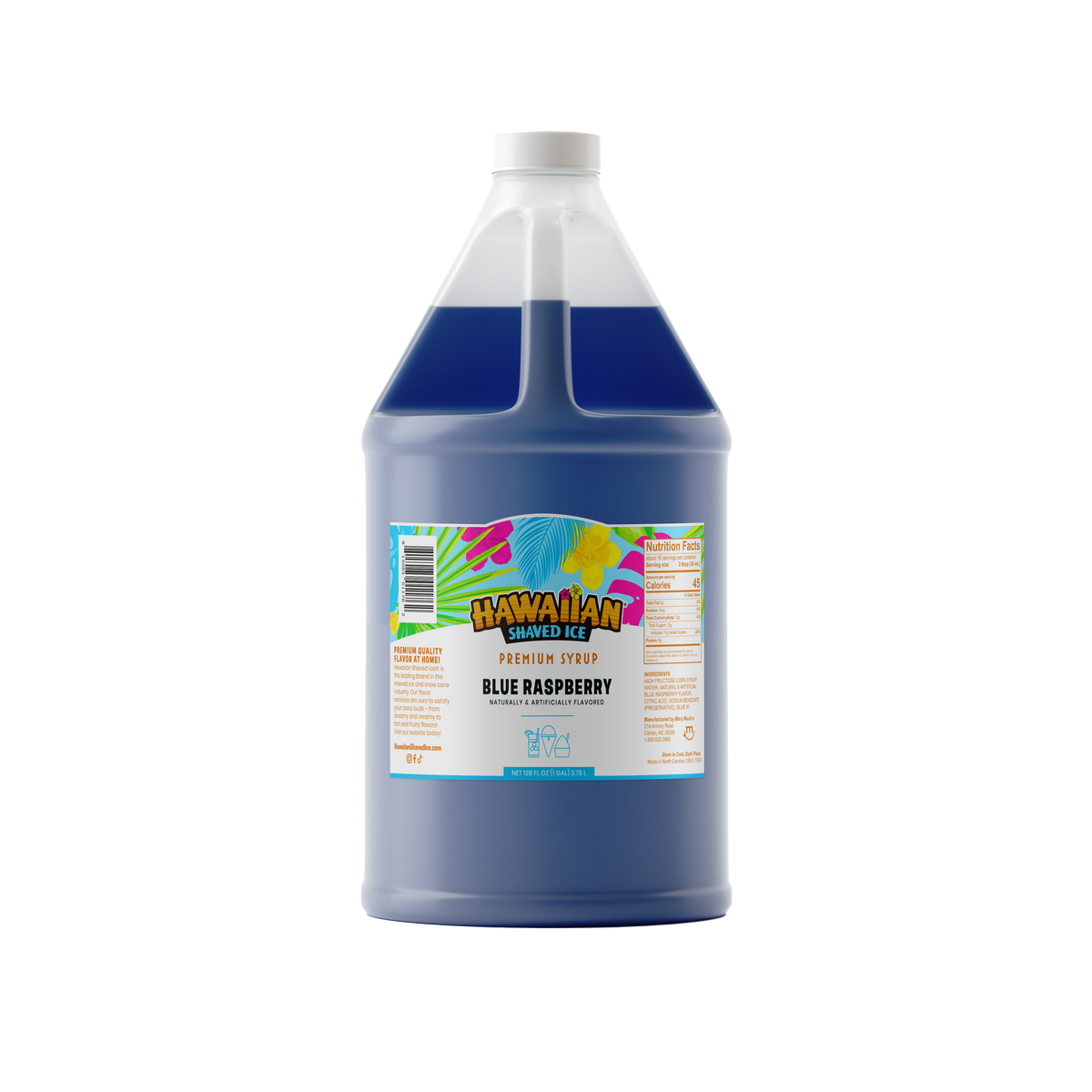 Blue Raspberry Shaved Ice & Snow Cone Flavored Syrup - Gallon