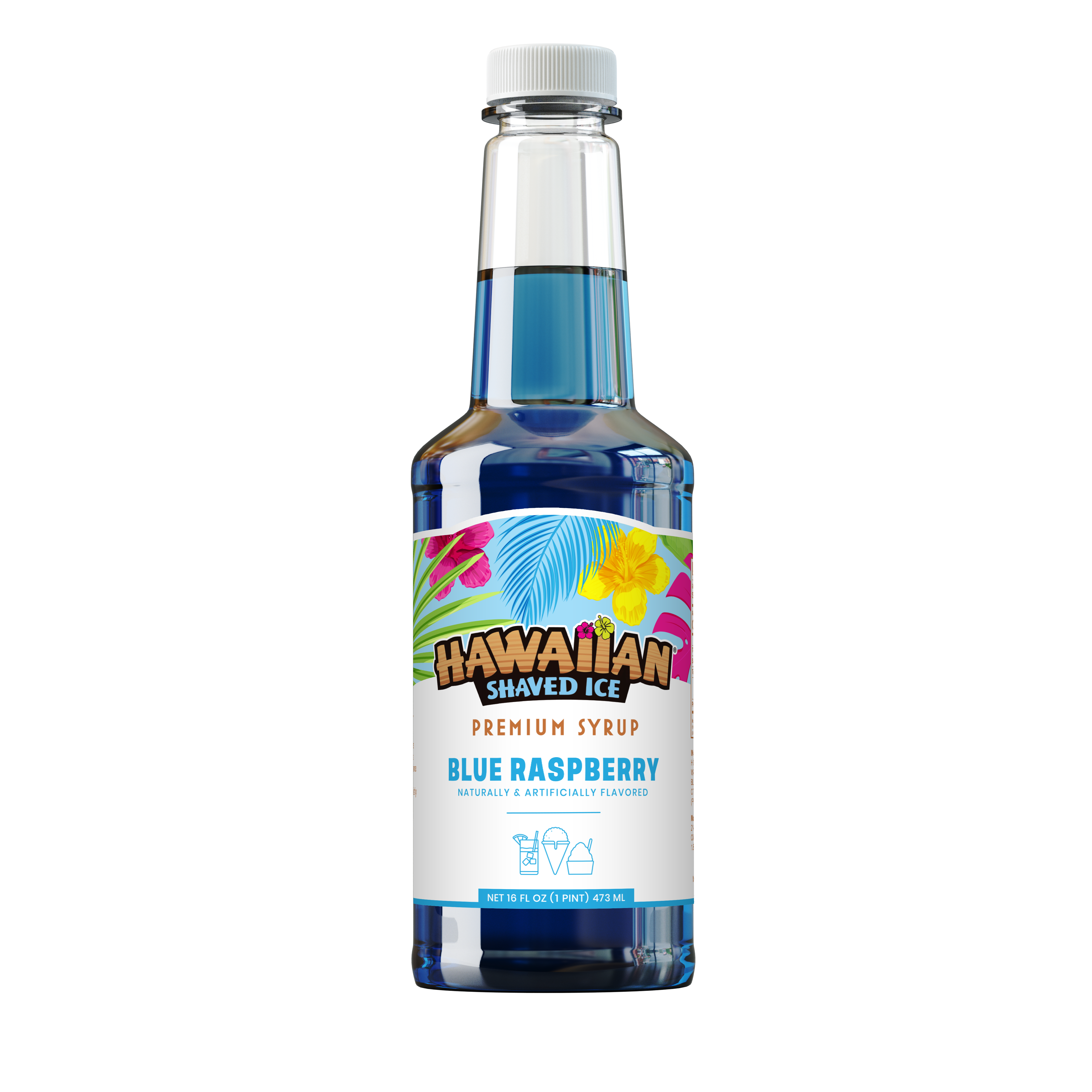 Hawaiian Shaved Ice Blue Raspberry Shaved Ice & Snow Cone Flavored Syrup