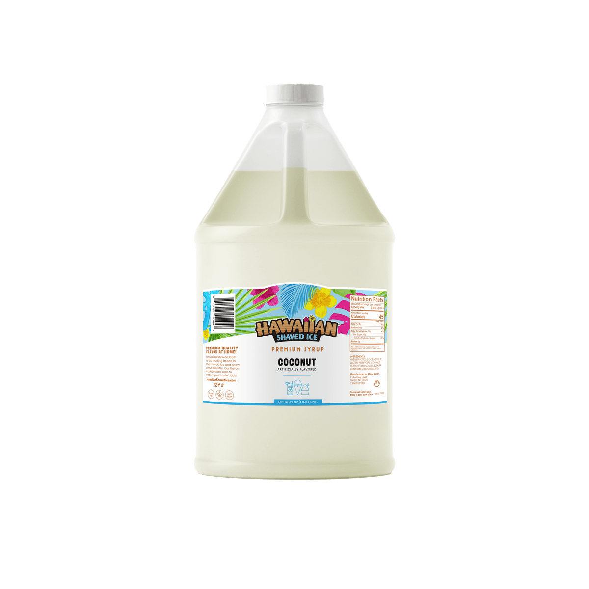 Coconut Shaved Ice & Snow Cone Flavored Syrup - Gallon