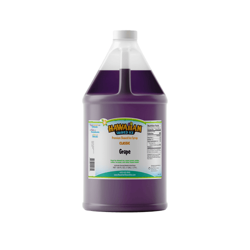 Purple, Gallon-Sized Jug of Grape flavored syrup