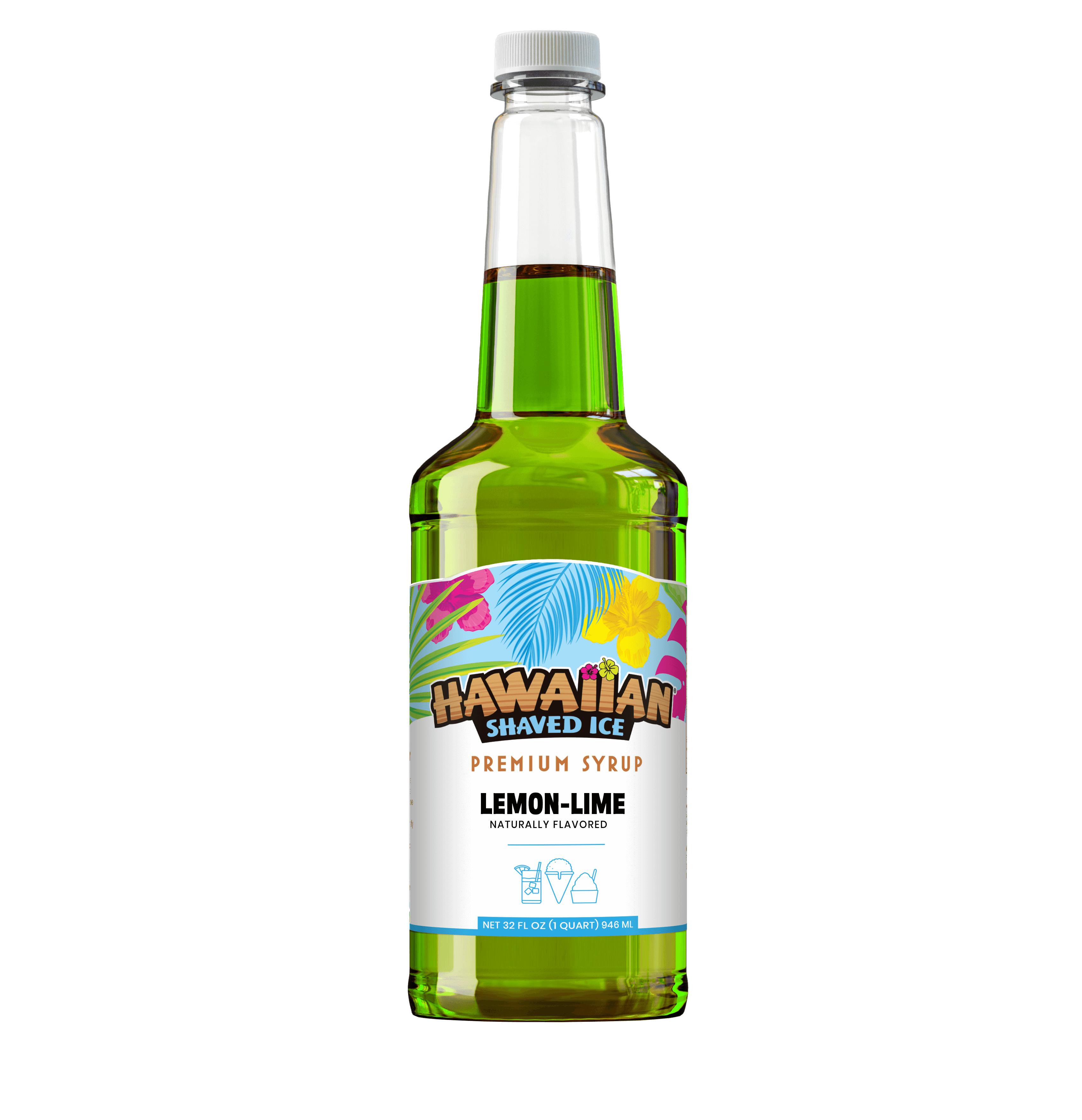 Lemon-Lime Shaved Ice & Snow Cone Syrup, Quart-Sized, Hawaiian Shaved Ice