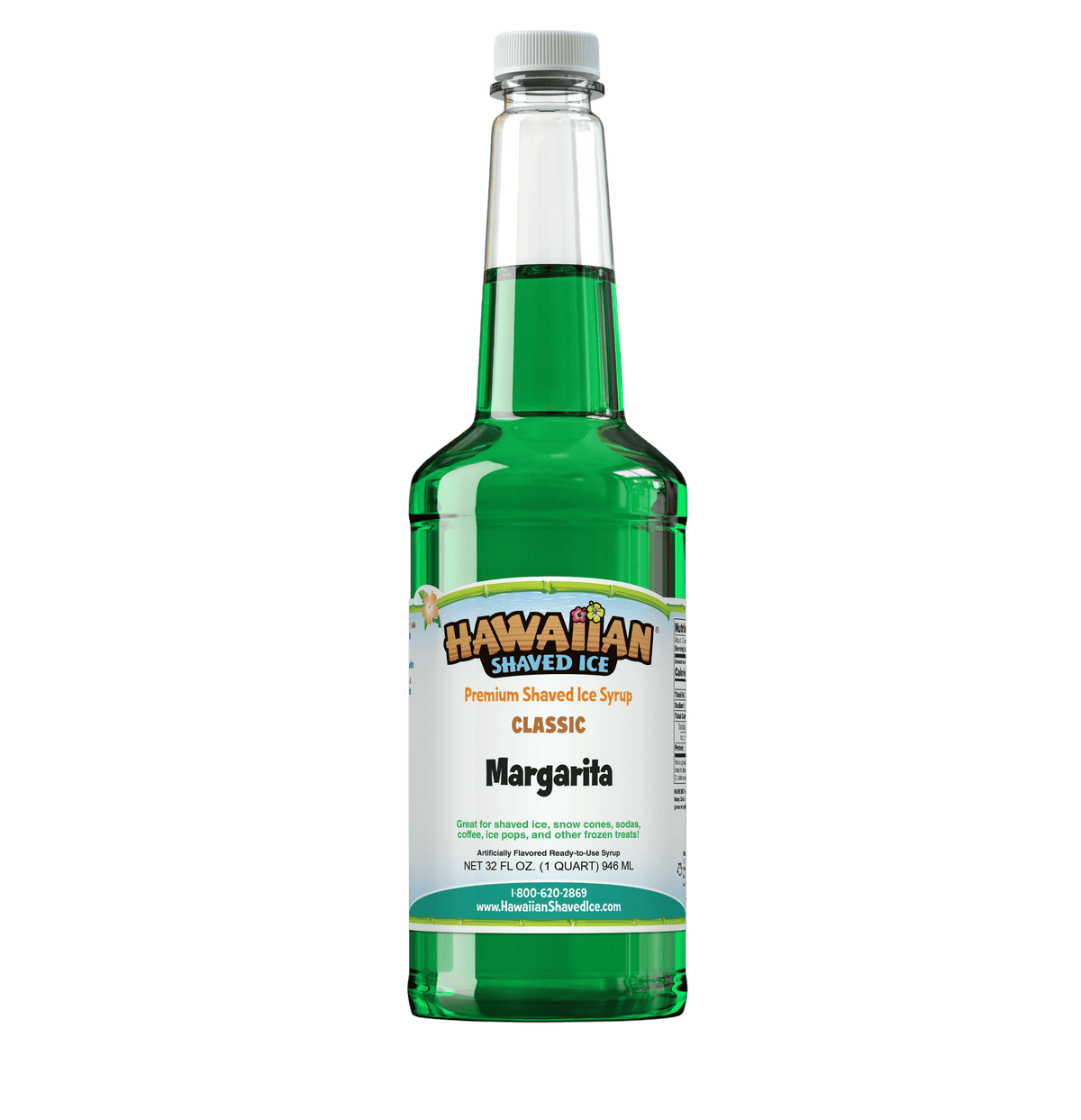 Green, Quart bottle of Margarita flavored syrup