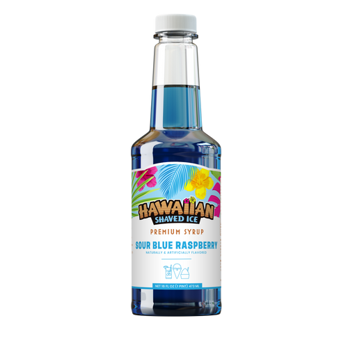 Sour Blue Raspberry Shaved Ice & Snow Cone Flavored Syrup - Pint