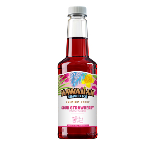 Sour Strawberry Shaved Ice & Snow Cone Flavored Syrup - Pint