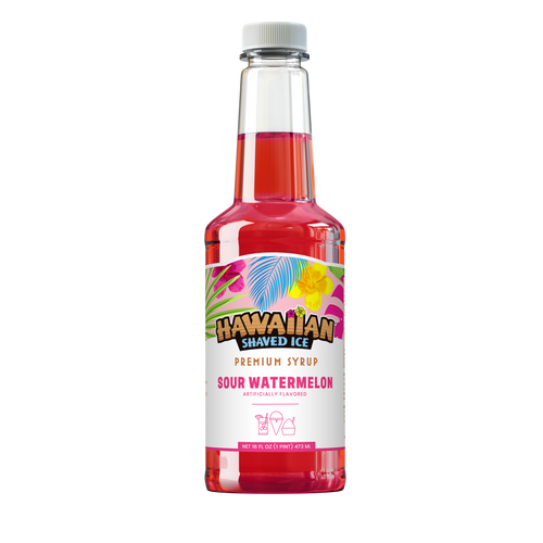 Sour Watermelon Shaved Ice & Snow Cone Flavored Syrup - Pint