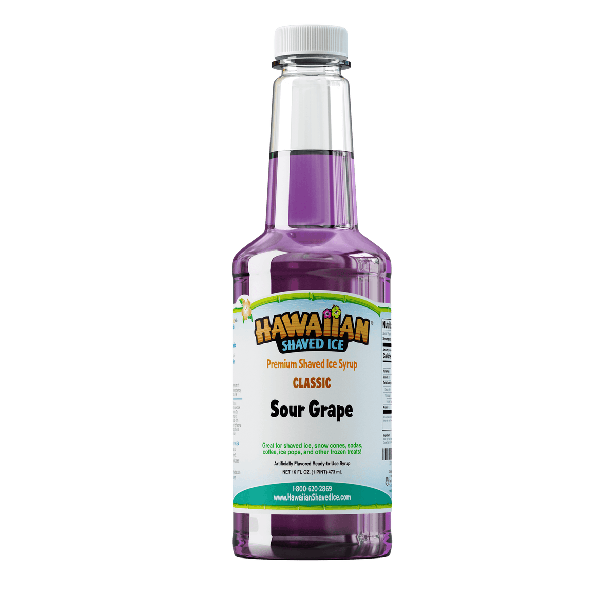  A pint (16-oz) of Hawaiian Shaved Ice Sour Grape Flavored syrup, Purple