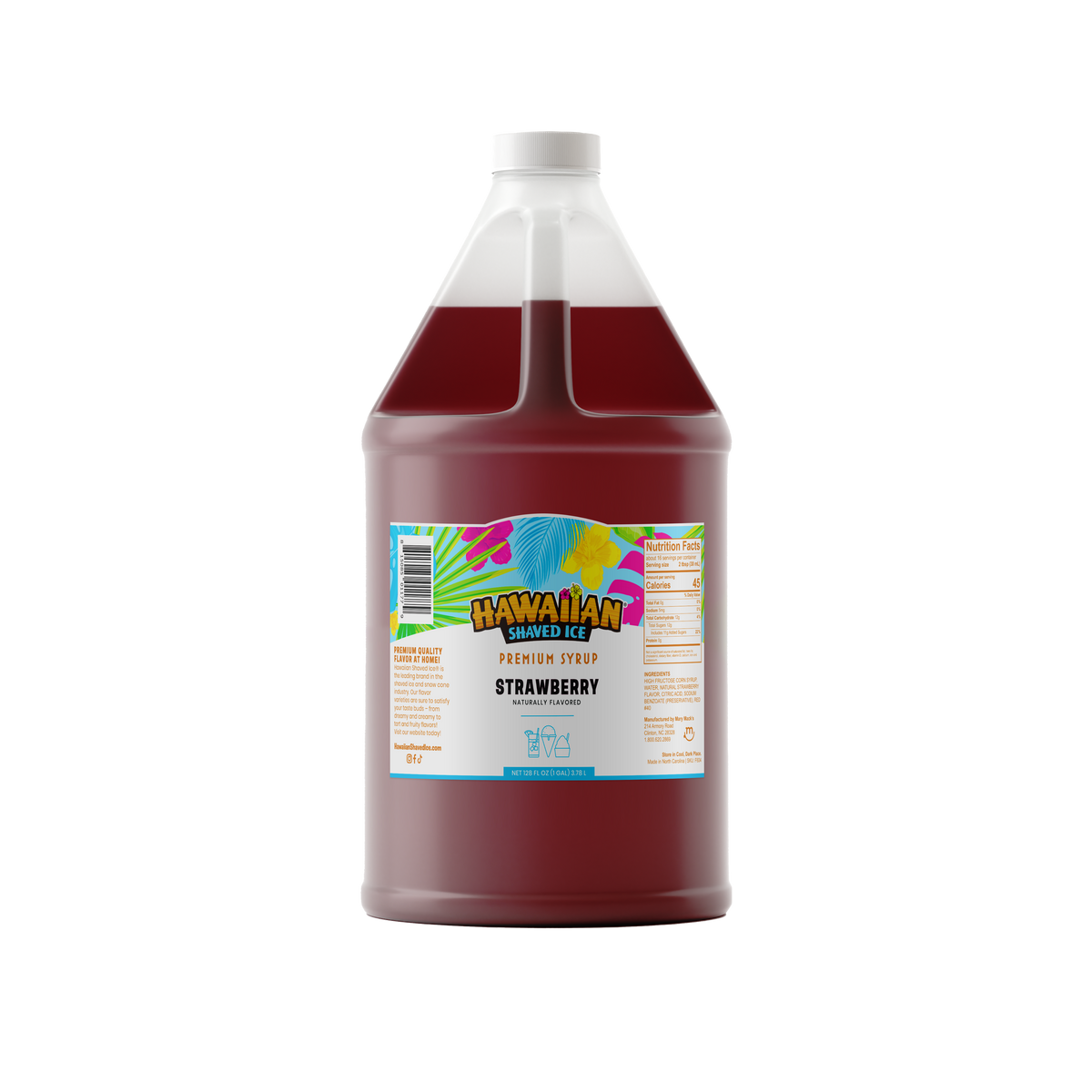 Strawberry Shaved Ice & Snow Cone Flavored Syrup - Gallon