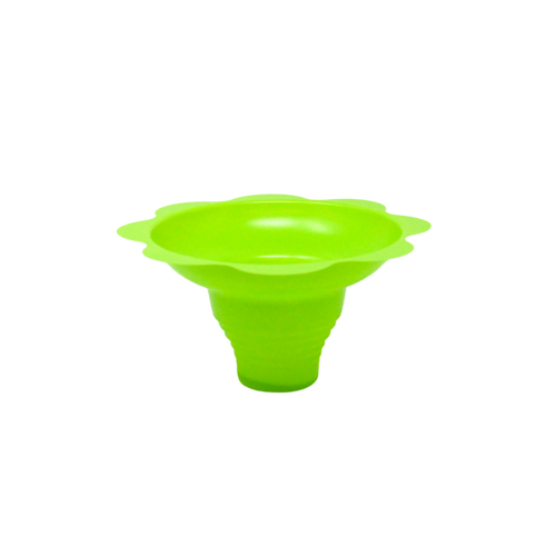 Front view of green flower cup, 4-ounce
