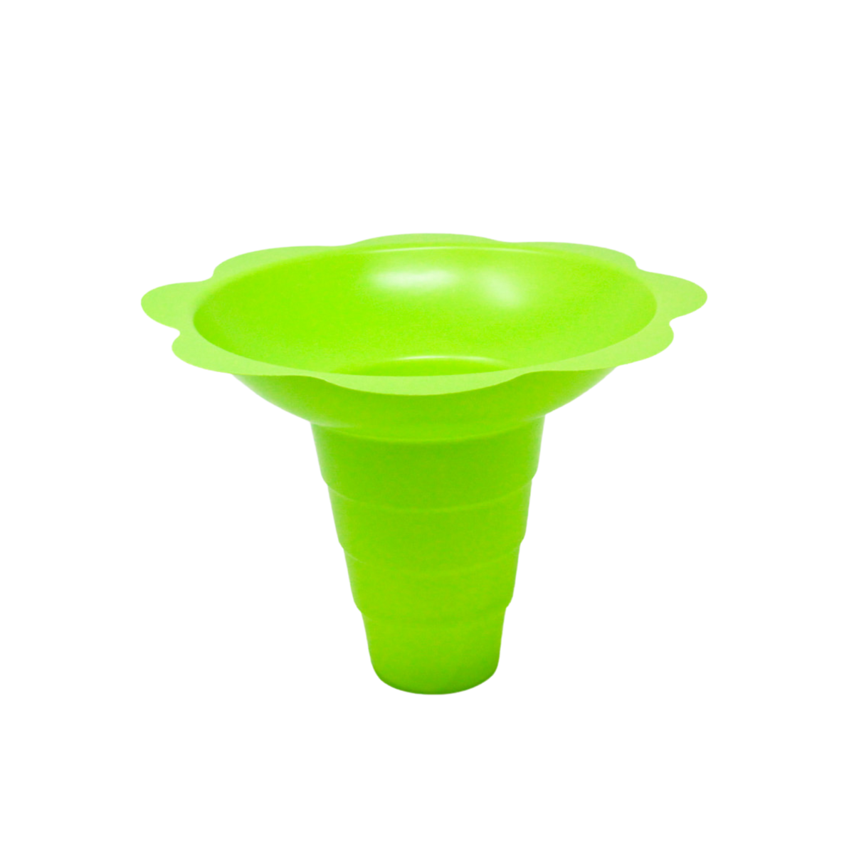 Front view of green flower cup, 12-ounce