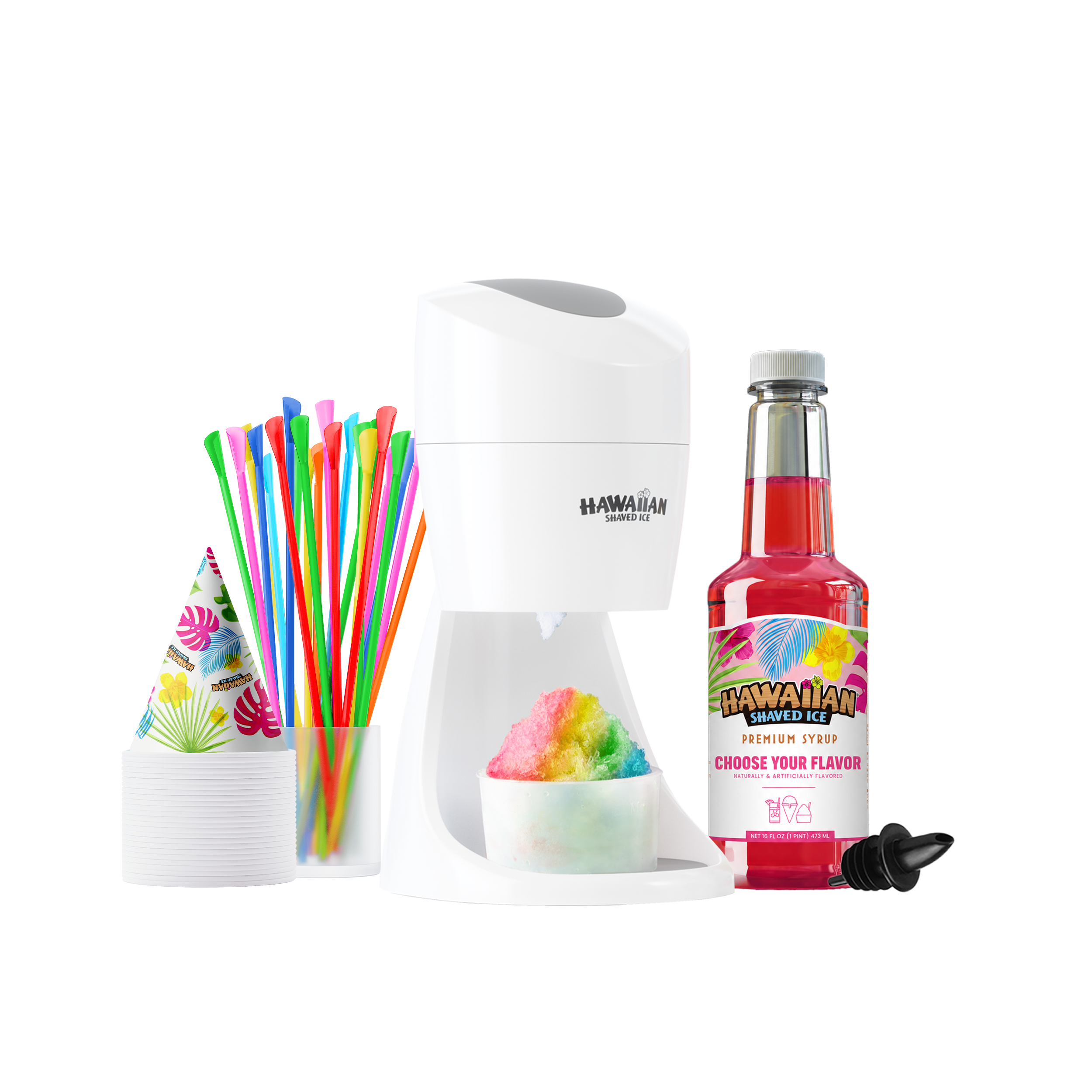 Hawaiian Shaved Ice Essential Starter Kit with Machine & 1 Quart of ...
